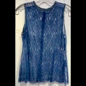 Robin Kaplan Lace Leaves Shell in Blue, Sz 2